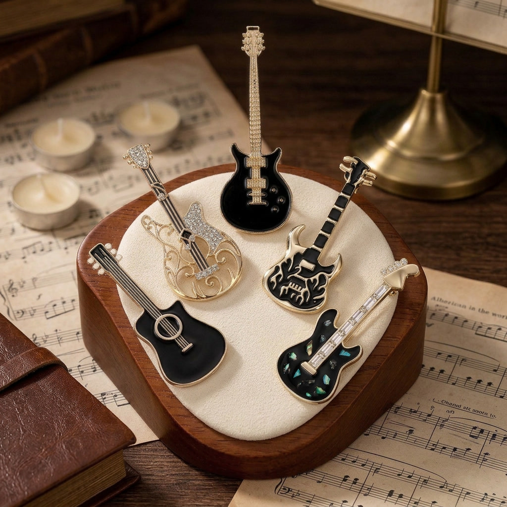Musical Instrument Symbols - Trendy emaille gitaarbroches voor vrouwen, unisex,