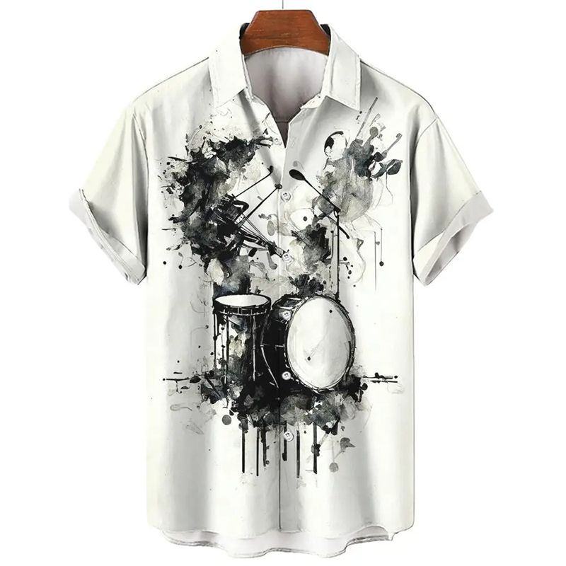 Musical Instrument Japan - Kleurrijke Muziekinstrument Patroon Hawaiian Shirt Voor