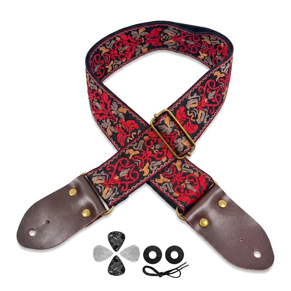 Musical Instruments Easy - Geborduurde print gitaarband vintage etnische stijl