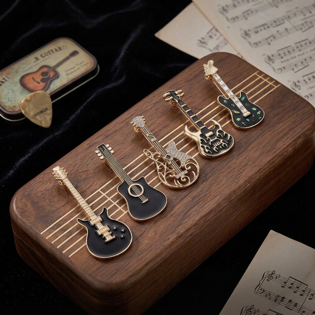 Trendy emaille gitaarbroches v - Musical Instrument Symbols recensie en prijs