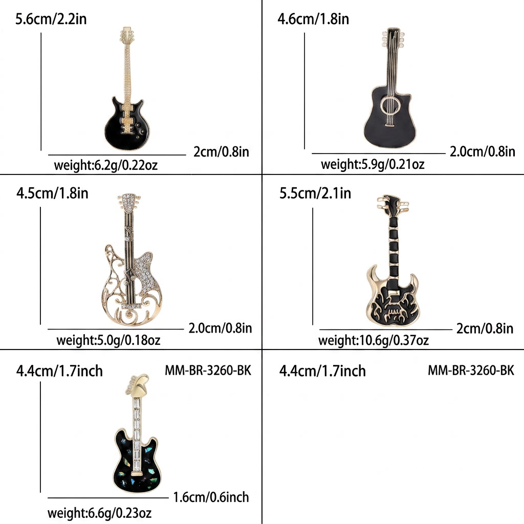 Trendy emaille gitaarbroches v - Musical Instrument Symbols recensie en prijs